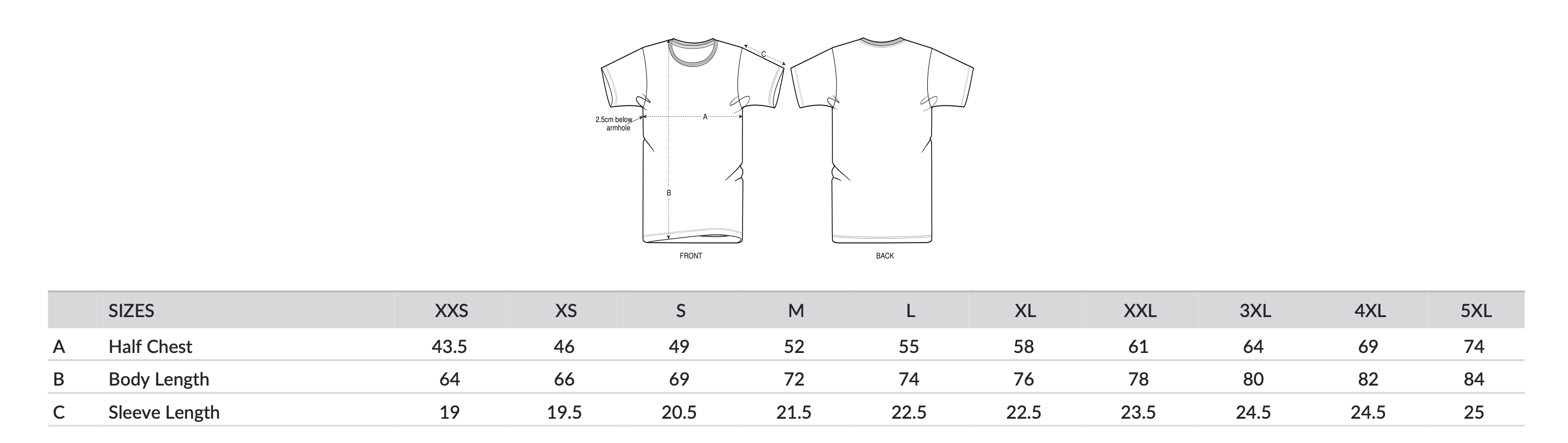 Sizechart