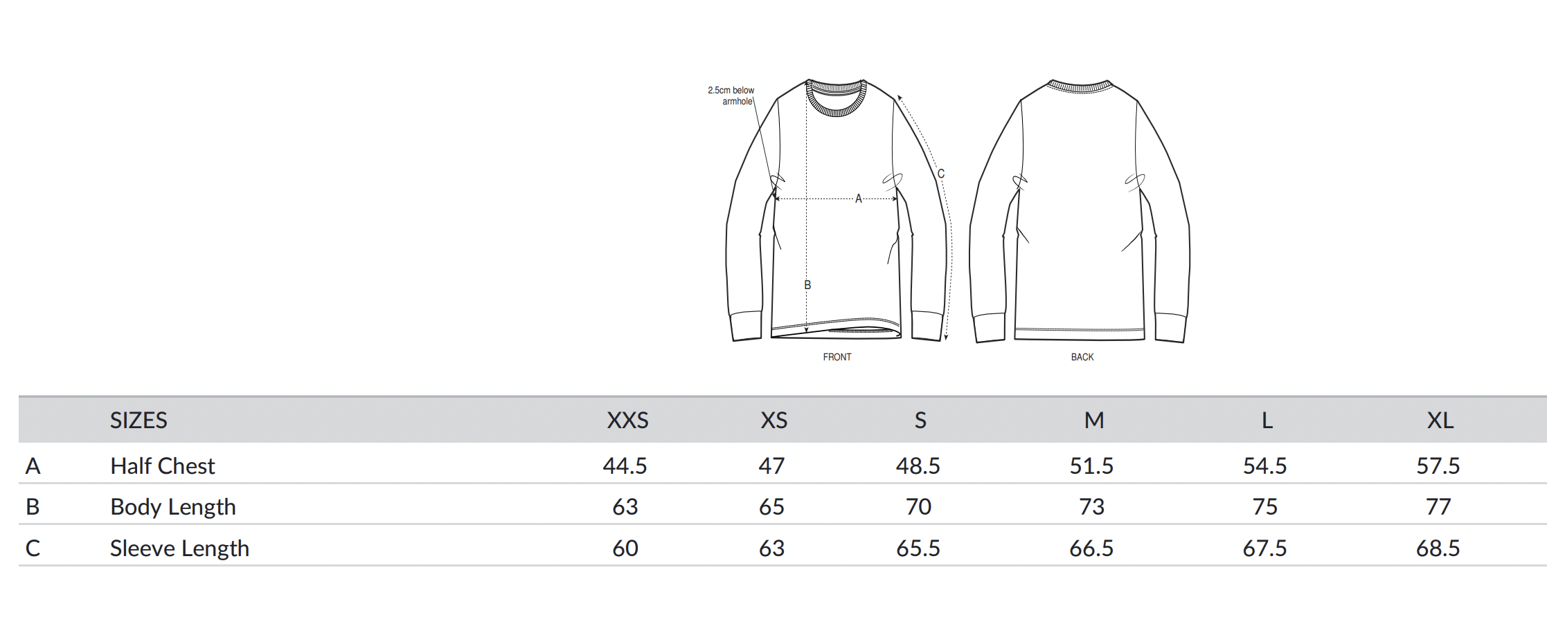 Sizechart