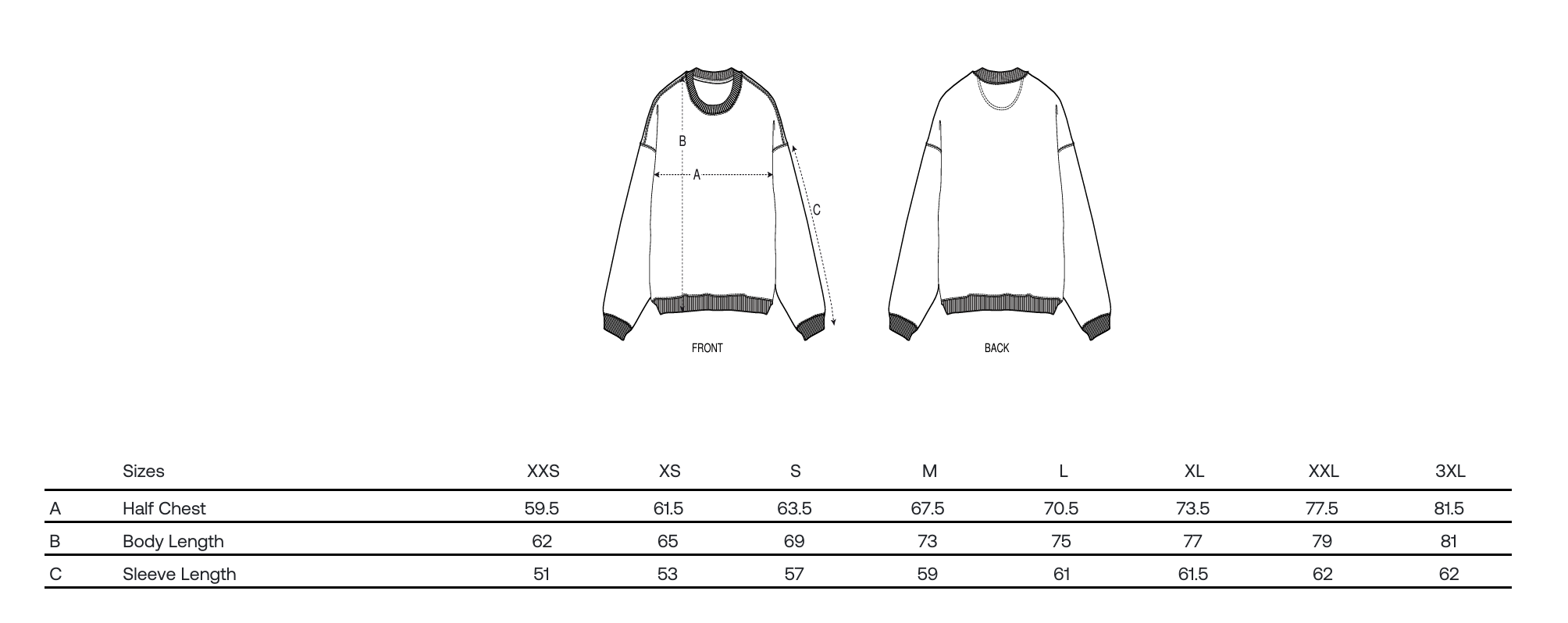 Sizechart